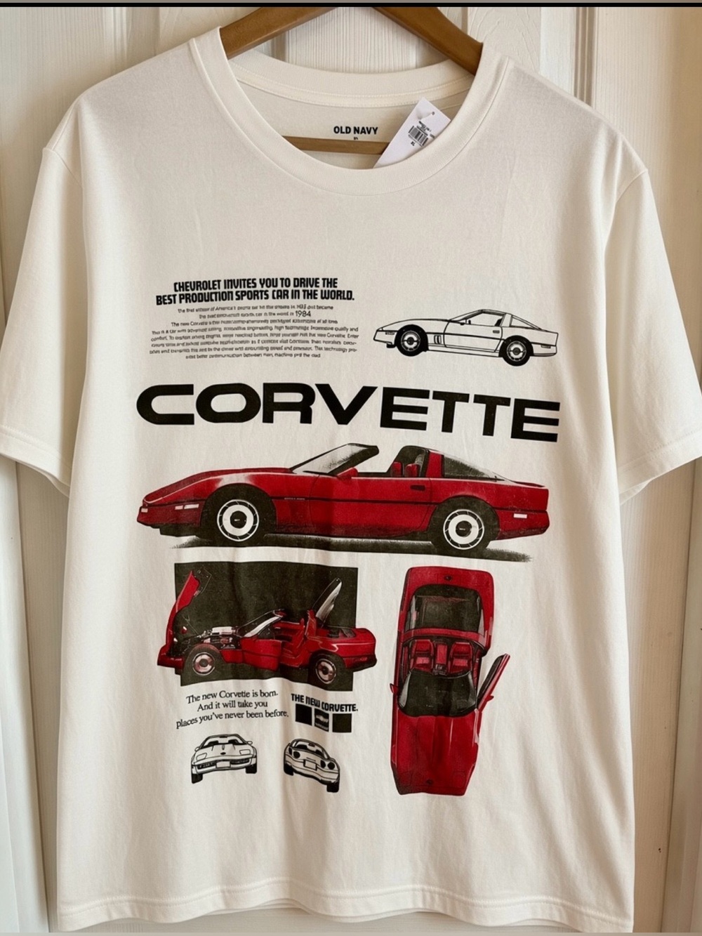 Chevy Red Corvette Men's T-shirt 100% Cotton Size XL NEW WITH TAGS